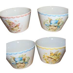 Bunny Party Dessert Bowls. Cute Bunnies Easter Hats. 222 Fifth. Set Of 4.